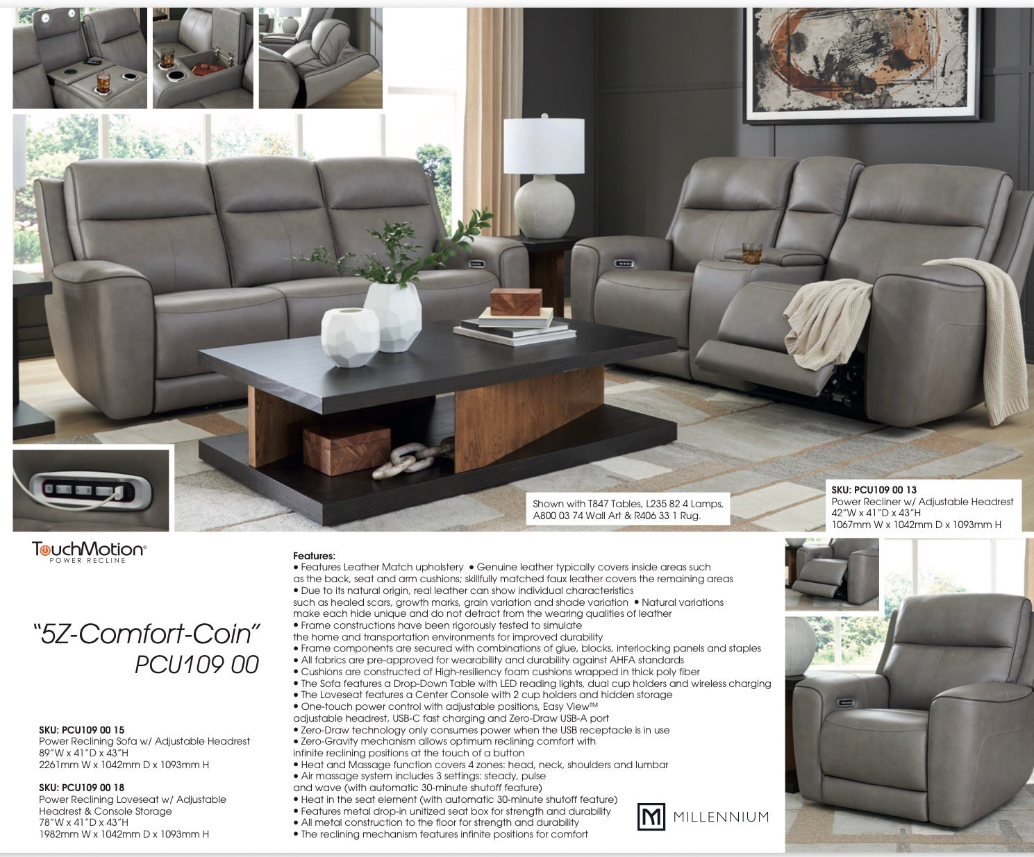 5Z-Comfort PWR REC Sofa with ADJ Headrest