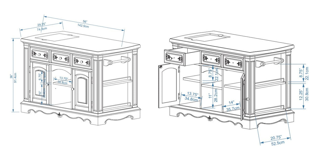 PENNFIELD BLACK KITCHEN ISLAND