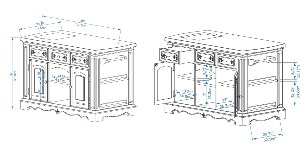 PENNFIELD BLACK KITCHEN ISLAND